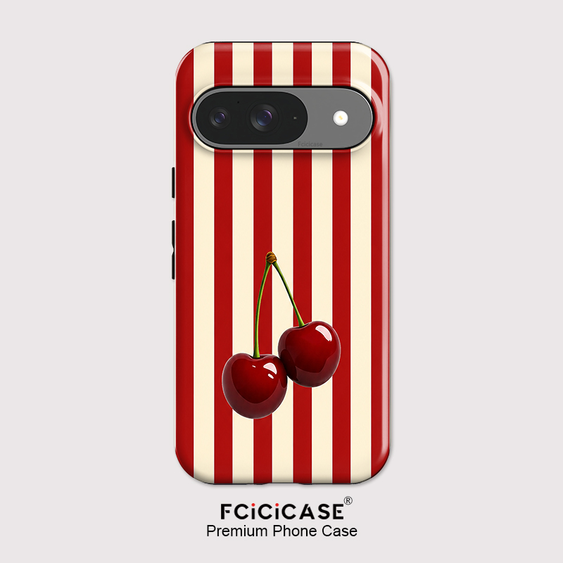 Google Pixel 8A - Fcicicase Cherry Stripe Pattern Phone Case