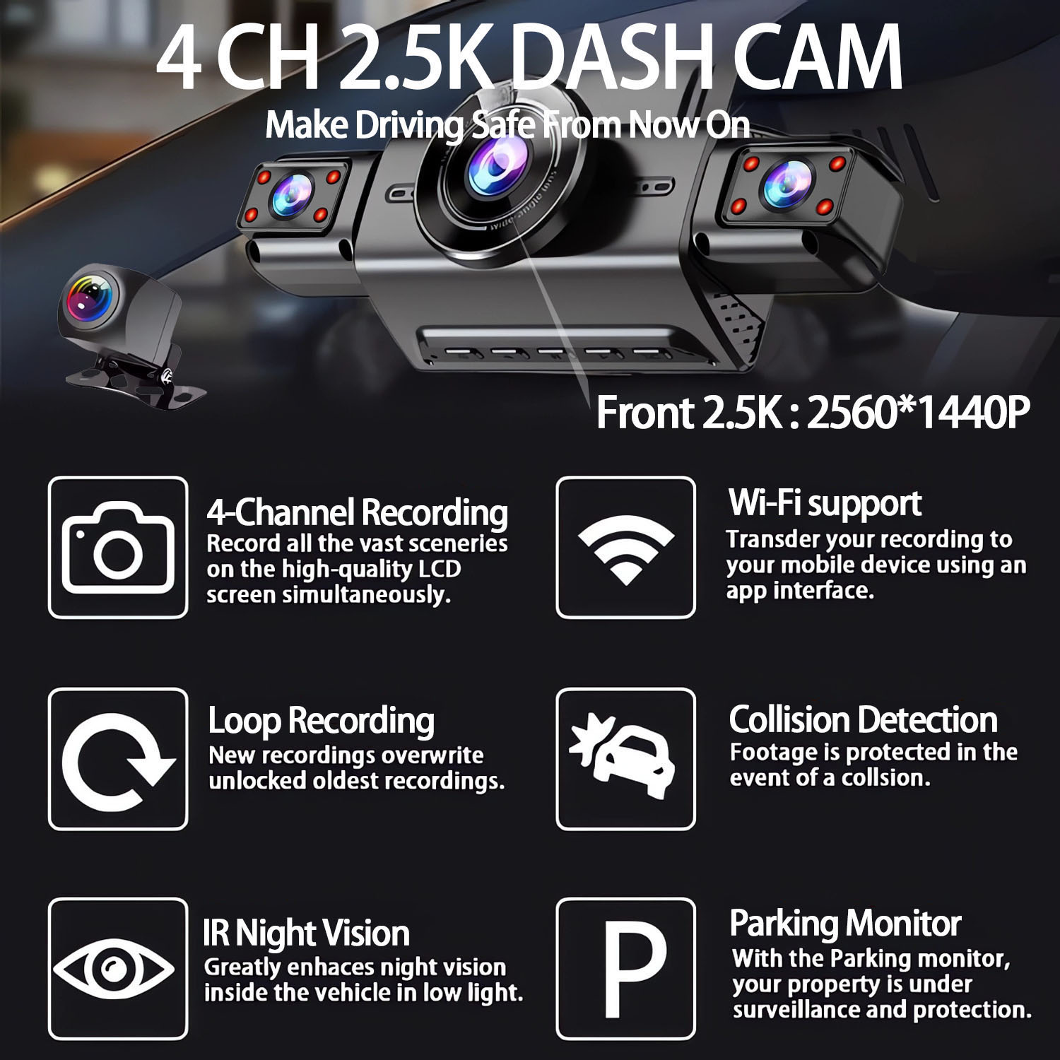 360 Degree 4 Cameras Dash Cam  - огляд і ціна Panoramic Dash Cam 360