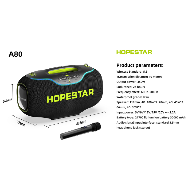 New Original HOPESTAR A80 350W - огляд і ціна Bluetooth Speaker Waterproof